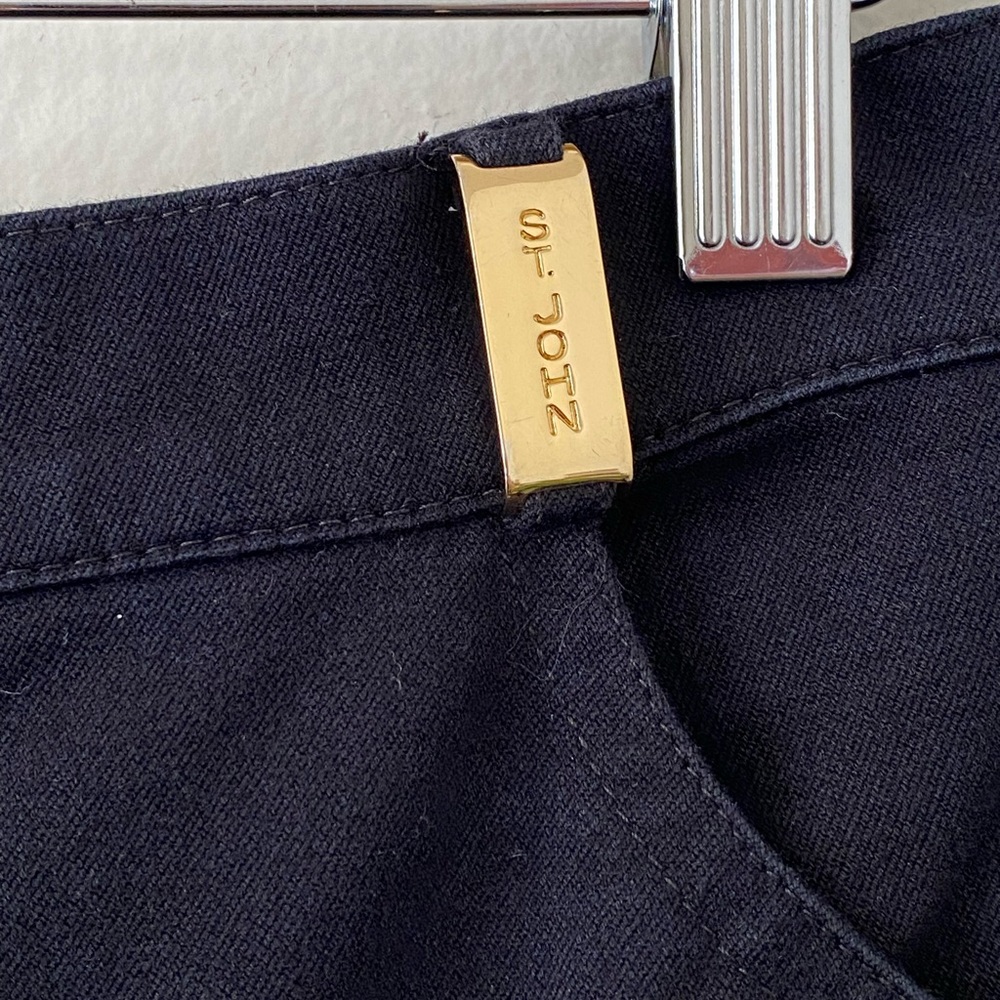 Vintage St. John Sport High Waisted Black Straight Leg Pants Gold Hardware - Picture 8 of 13